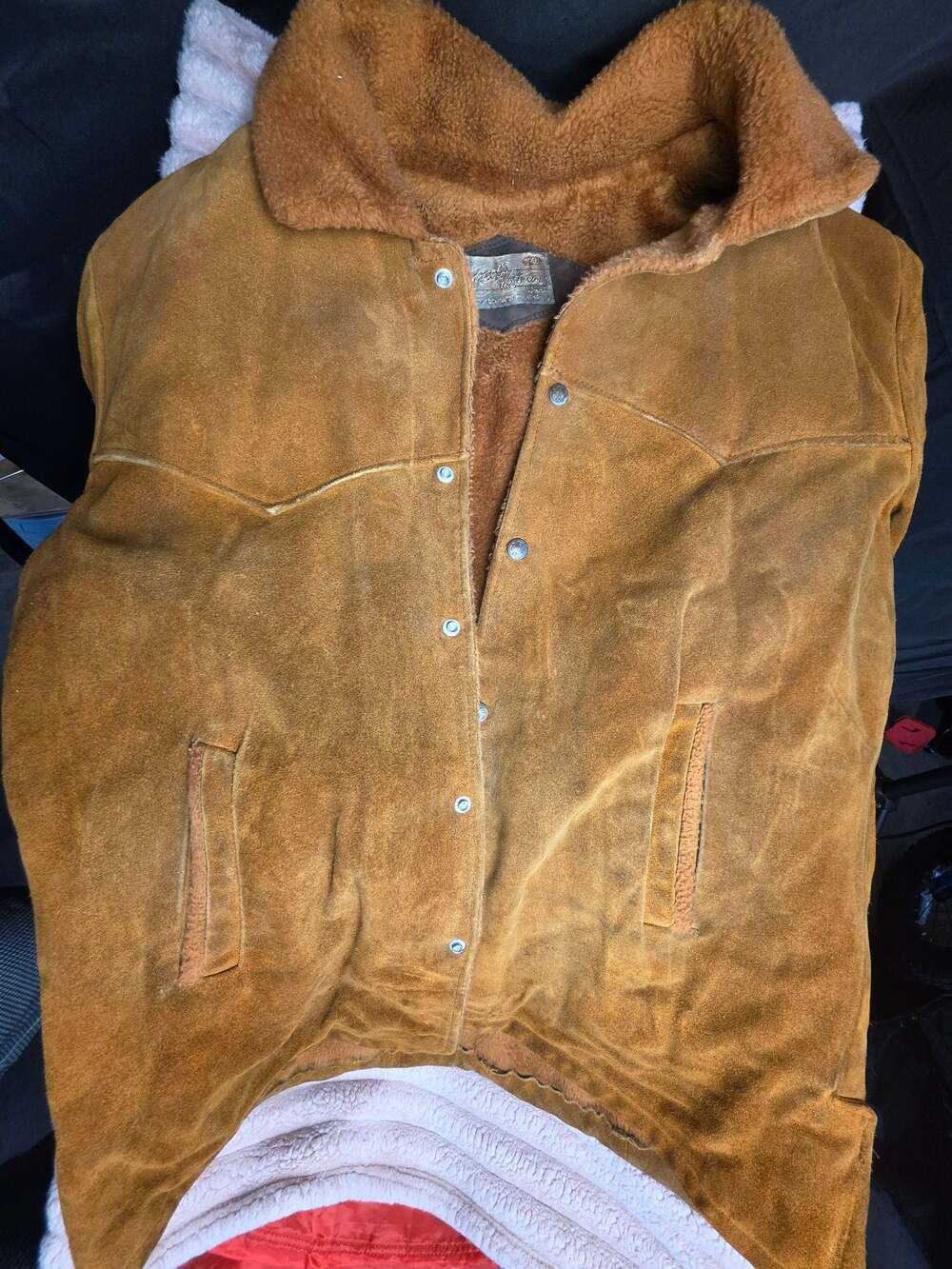 Vintage 1960s Tregos Westwear Sherpa-Lined Suede Leather Western Ranch Jacket